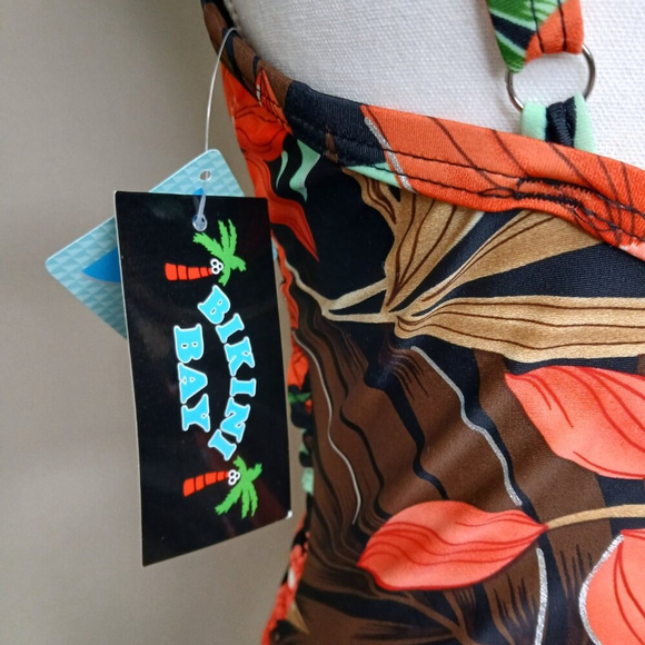 NWT Bikini Bay Shirred Side Flock One Piece Floral Swimsuit Size 14 - Picture 5 of 6